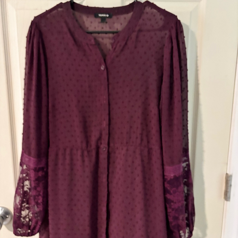 Purple/Maroon Sheer Button-Up Kimono